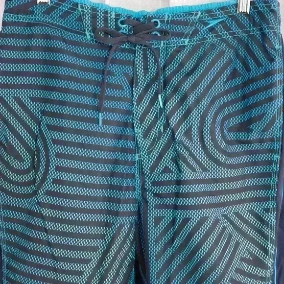 Speedo Swim Trunks Board Shorts M Liner 2 Pockets Blue & Teal Excellent Shape - Picture 2 of 14